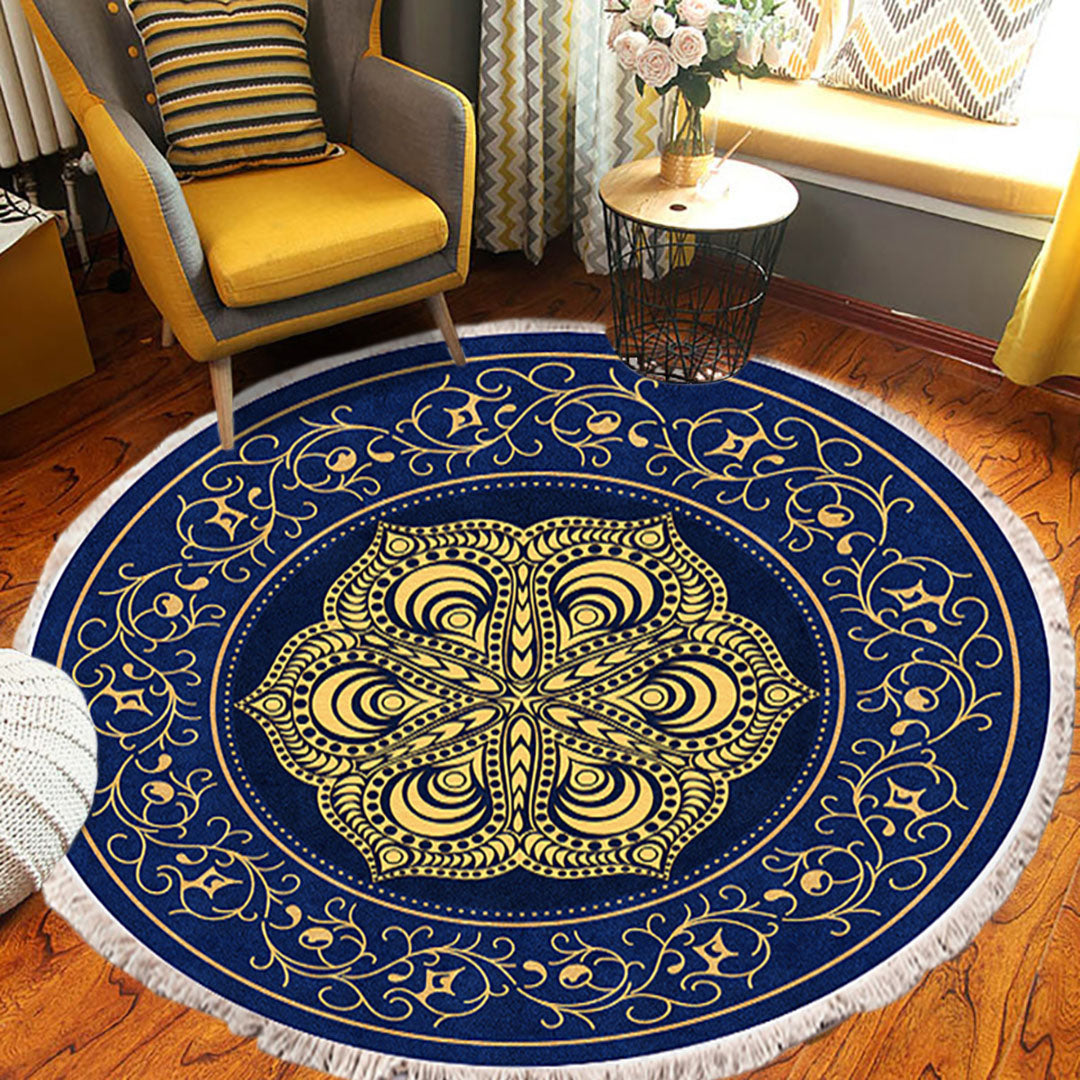 SOGA 90cm Area Rug Turquoise and Grey Abstract Art Painting Teal Anti-slip Doormat, Home Decor • LUZ-CarpetYH29