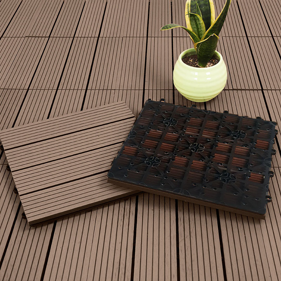 SOGA 2X 11 pcs Light Chocolate DIY Wooden Composite Decking Tiles Garden Outdoor Backyard Flooring Home Decor • LUZ-Deck7004X2
