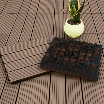SOGA 2X 11 pcs Light Chocolate DIY Wooden Composite Decking Tiles Garden Outdoor Backyard Flooring Home Decor • LUZ-Deck7004X2