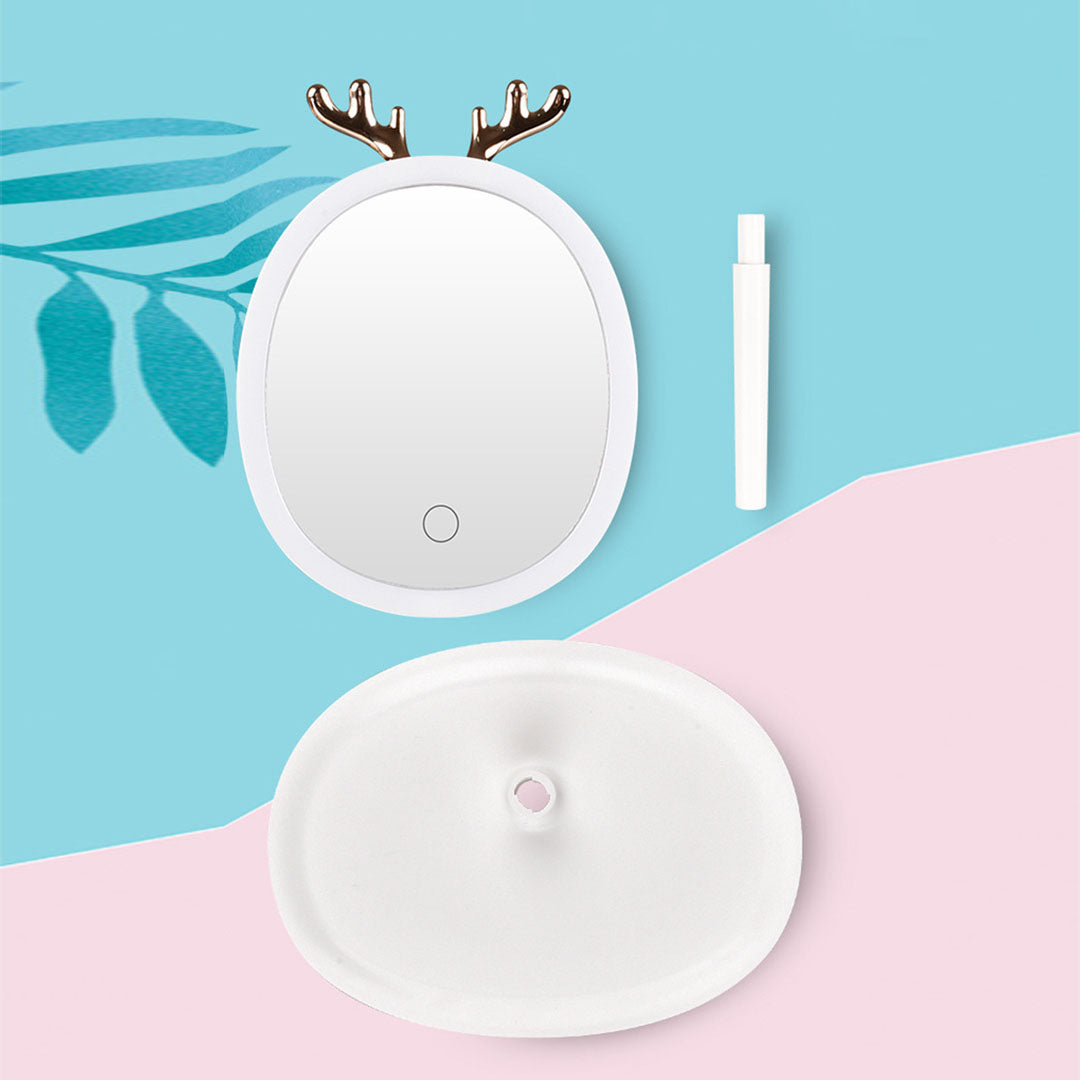 SOGA 2X White Antler LED Light Makeup Mirror Tabletop Vanity Home Decor • LUZ-BathG533X2