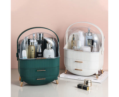 SOGA 2X 29cm White Countertop Makeup Cosmetic Storage Organiser Skincare Holder Jewelry Storage Box with Handle • LUZ-BathC109X2