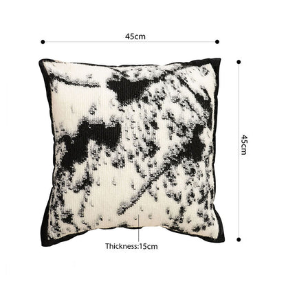 SOGA 2X 45cm Light Vintage Leopard Print Black & White Ink Splatter Wide-Edge SquareThrow Pillow • LUZ-FrenchCushion252X2