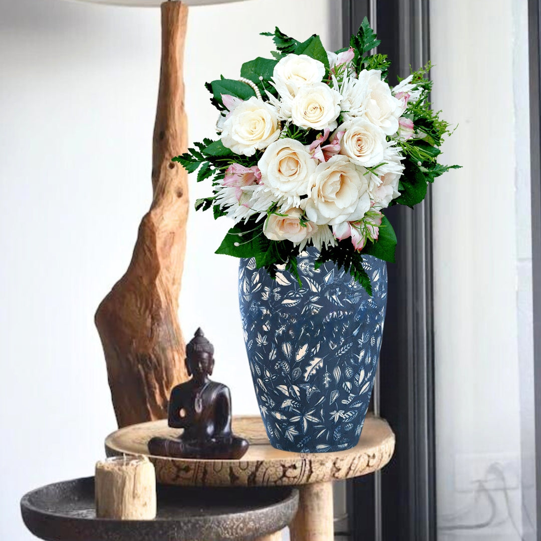 SOGA 30x19cm Blue Medium Ceramic Flower Vase Elegant Living Room Home Decor • LUZ-Vase802