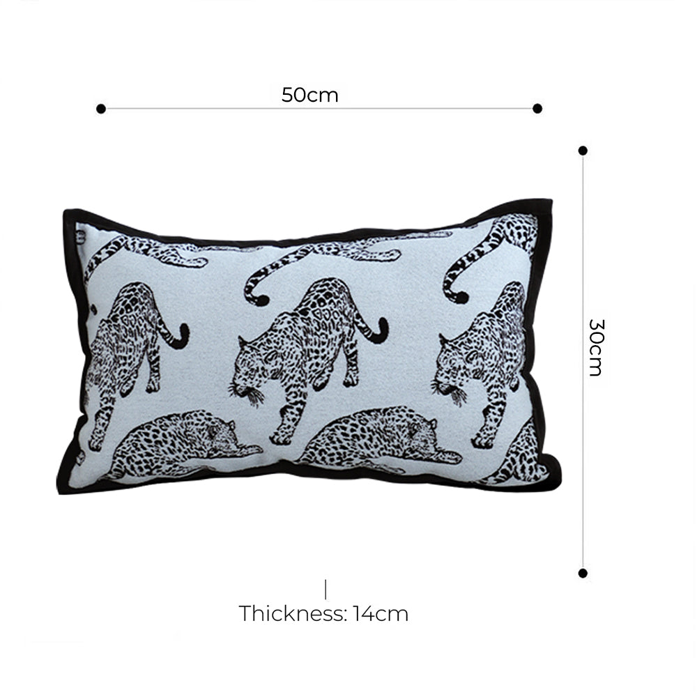 SOGA 2X 30cm Throw Pillow White &  Black Leopard Light Luxury Lumbar Decorative Cushion for Living Room LUZ-FrenchCushion296X2