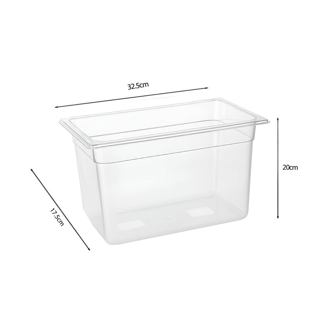 SOGA 200mm Clear Gastronorm GN Pan 1/3 Food Tray Storage with Lid • LUZ-VICPans1424wLidX1