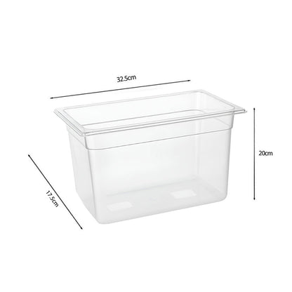 SOGA 200mm Clear Gastronorm GN Pan 1/3 Food Tray Storage with Lid • LUZ-VICPans1424wLidX1