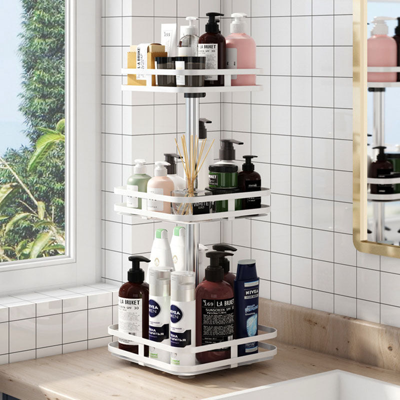 SOGA 2X 3 Tier Steel White Square Rotating Multi-Function Kitchen Portable Storage Spice Seasoning Kitchen Countertop Organiser Shelf • LUZ-KitchenXY054WHTX2