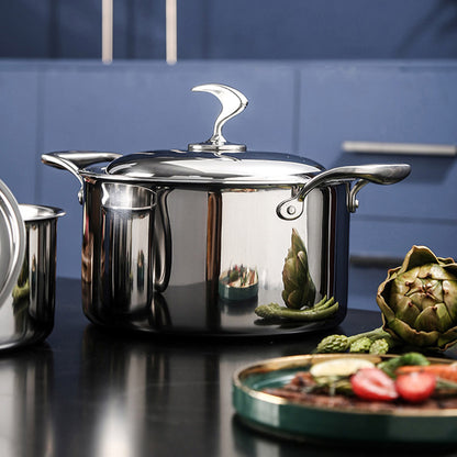 SOGA 6 Piece Cookware Set 18/10 Stainless Steel 3-Ply Frying Pan, Milk, and Soup Pot with Lid • LUZ-SSPanPotSet