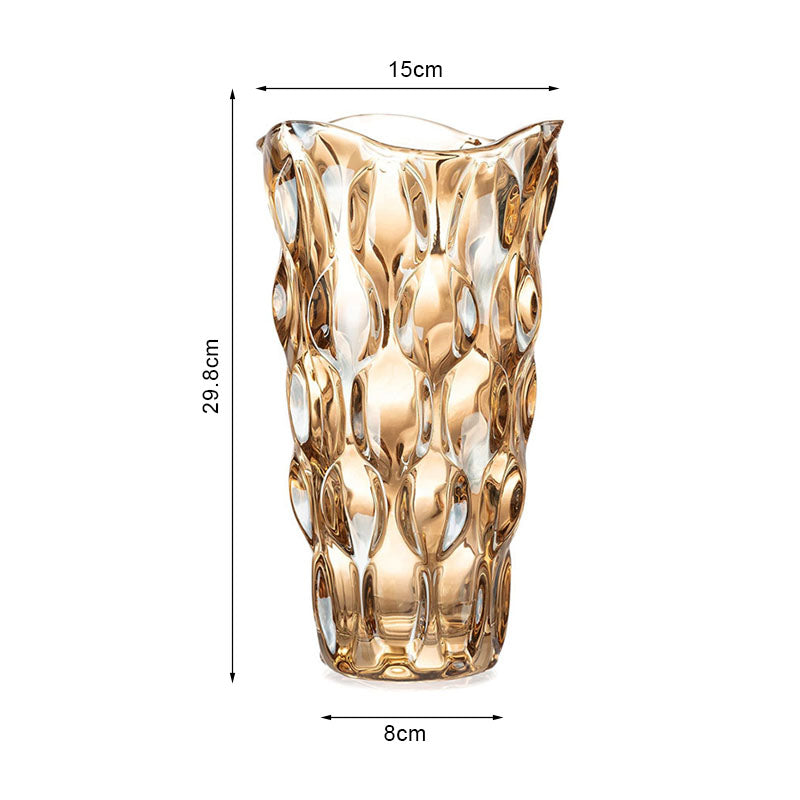 SOGA 29.8cm Golden Amber Glass Crystal Vase Elegant Modern Home Décor • LUZ-GVaseCham300