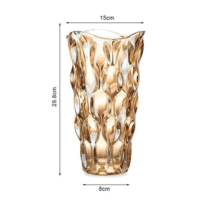 SOGA 29.8cm Golden Amber Glass Crystal Vase Elegant Modern Home Décor • LUZ-GVaseCham300