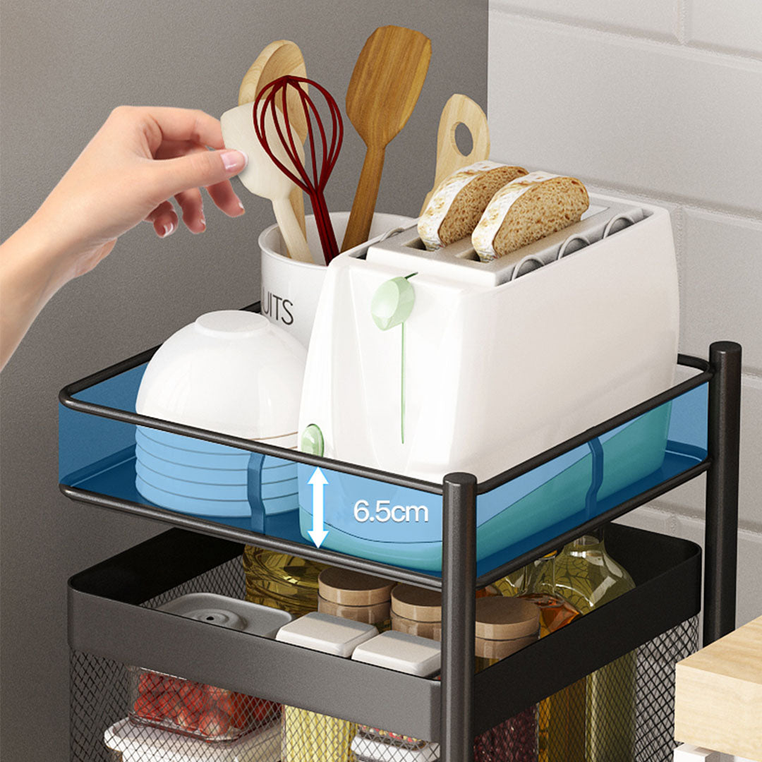 SOGA 2X 5 Tier Steel Square Rotating Kitchen Cart Multi-Functional Shelves Portable Storage Organizer with Wheels • LUZ-KitchenXY021X2