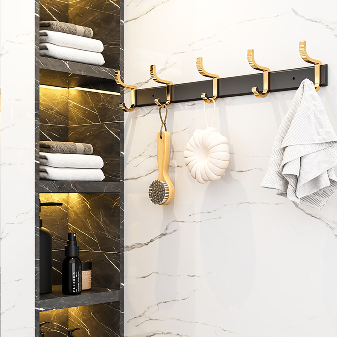 SOGA 41cm Wall Mounted Towel Rack Space-Saving Hanger Organiser with Durable Hooks LUZ-TAN1014