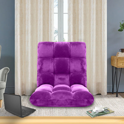 SOGA 4X Floor Recliner Folding Lounge Sofa Futon Couch Folding Chair Cushion Purple • LUZ-LoungeChairPurpleX4