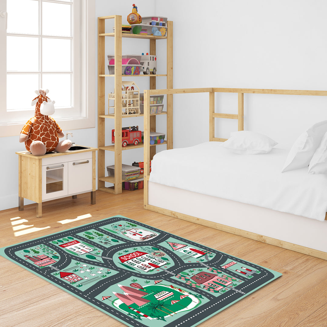 SOGA 120cm Kids Rug Street Map Play Mat, Educational Baby Theme Park Area Rugs • LUZ-KidCarpet605