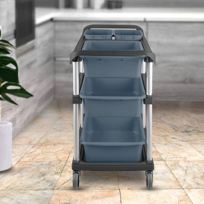 SOGA 2X 3-Tier Commercial Soiled Food Trolley Dirty Plate Cart Five Buckets Kitchen Food Utility • LUZ-FoodCart1518X2