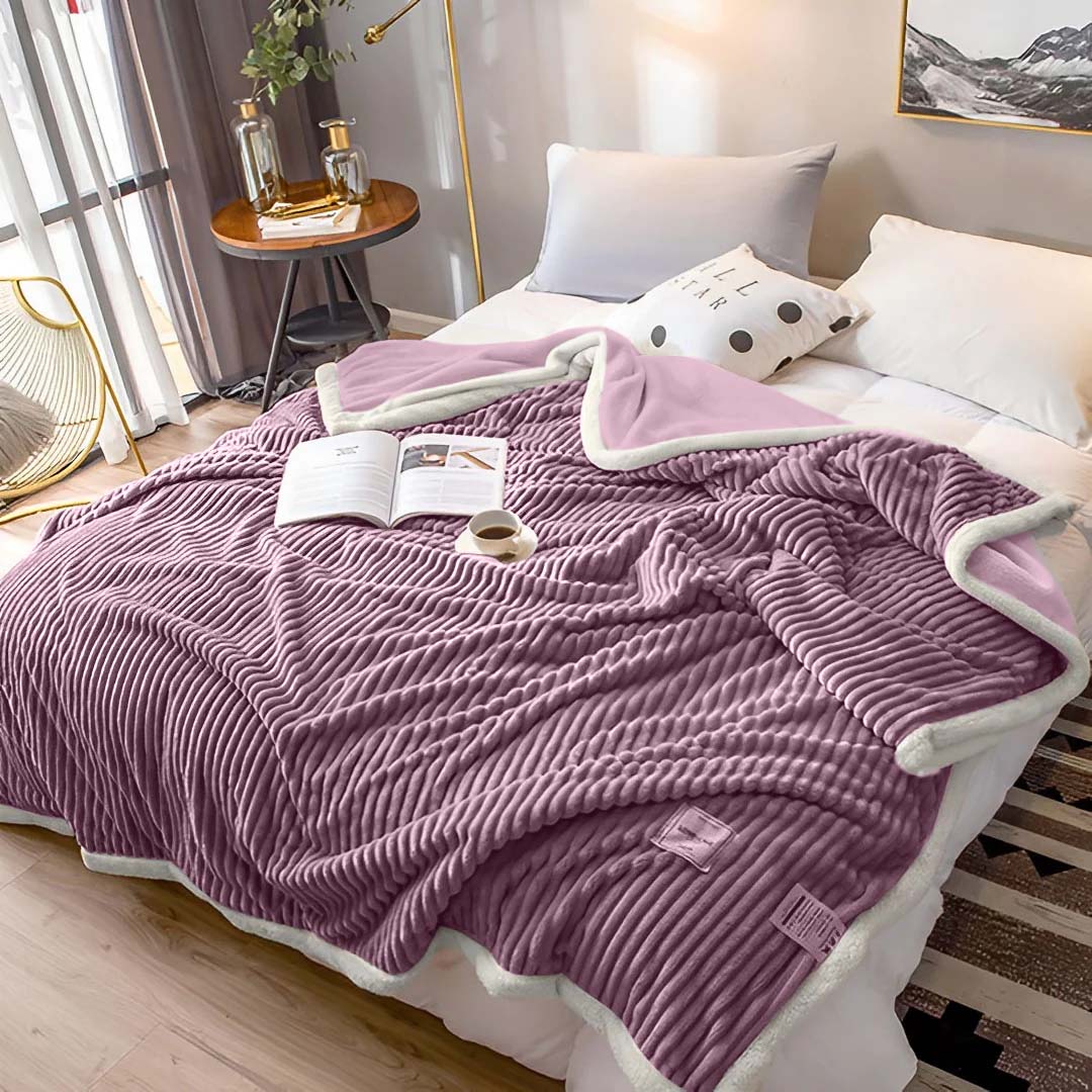 SOGA Throw Blanket Warm Cozy Double Sided Thick Flannel Coverlet Fleece Bed Sofa Comforter Purple • LUZ-Blanket311