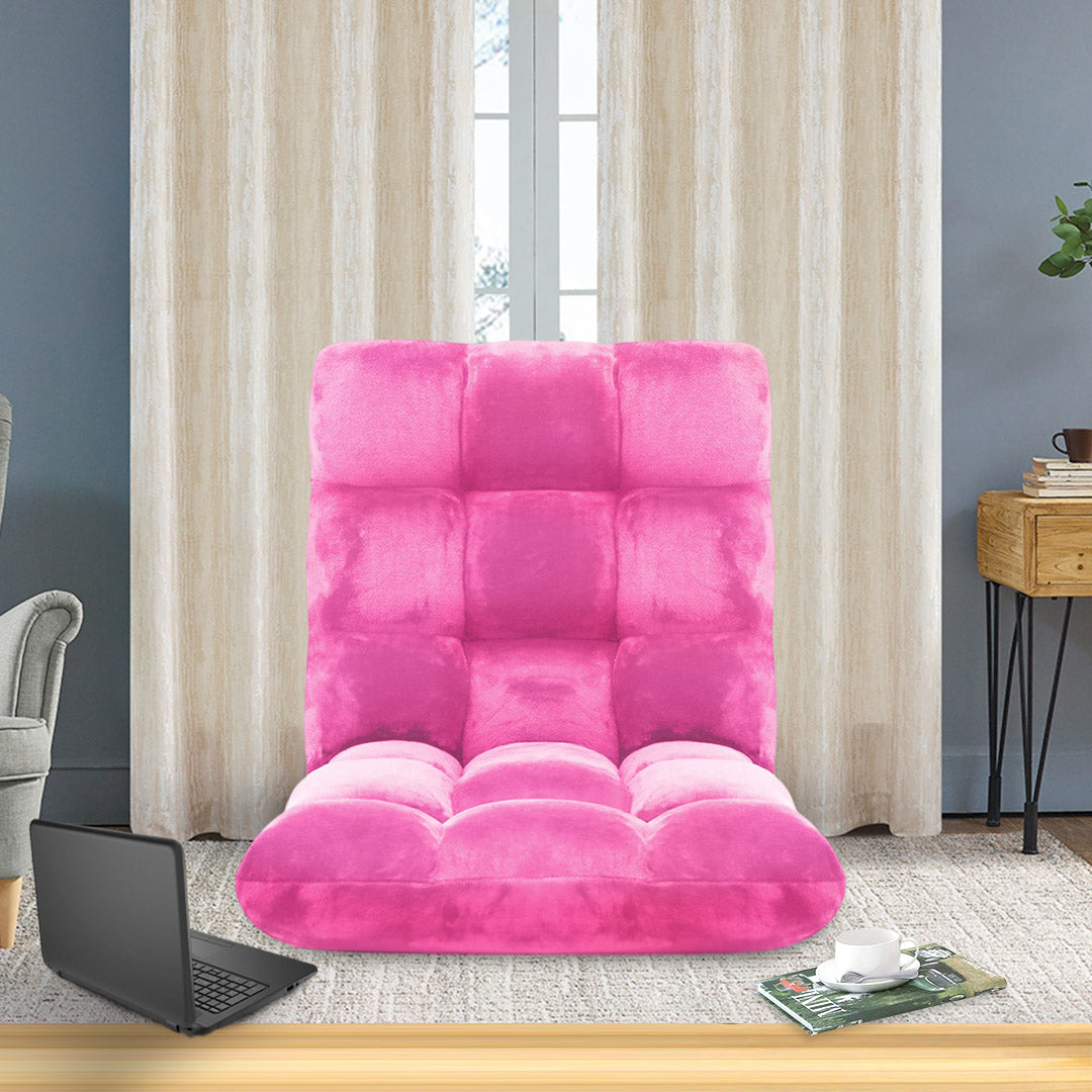 SOGA Floor Recliner Folding Lounge Sofa Futon Couch Folding Chair Cushion Light Pink • LUZ-LoungeChairLightPink