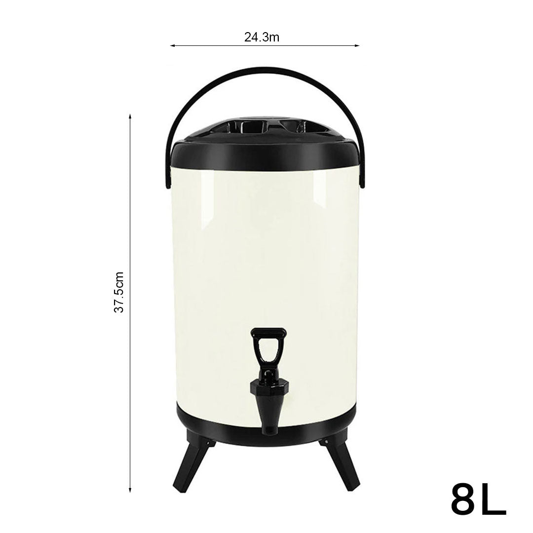 SOGA 2X 8L Stainless Steel Insulated Milk Tea Barrel Hot and Cold Beverage Dispenser Container with Faucet White • LUZ-VICDispenser8LWHTX2