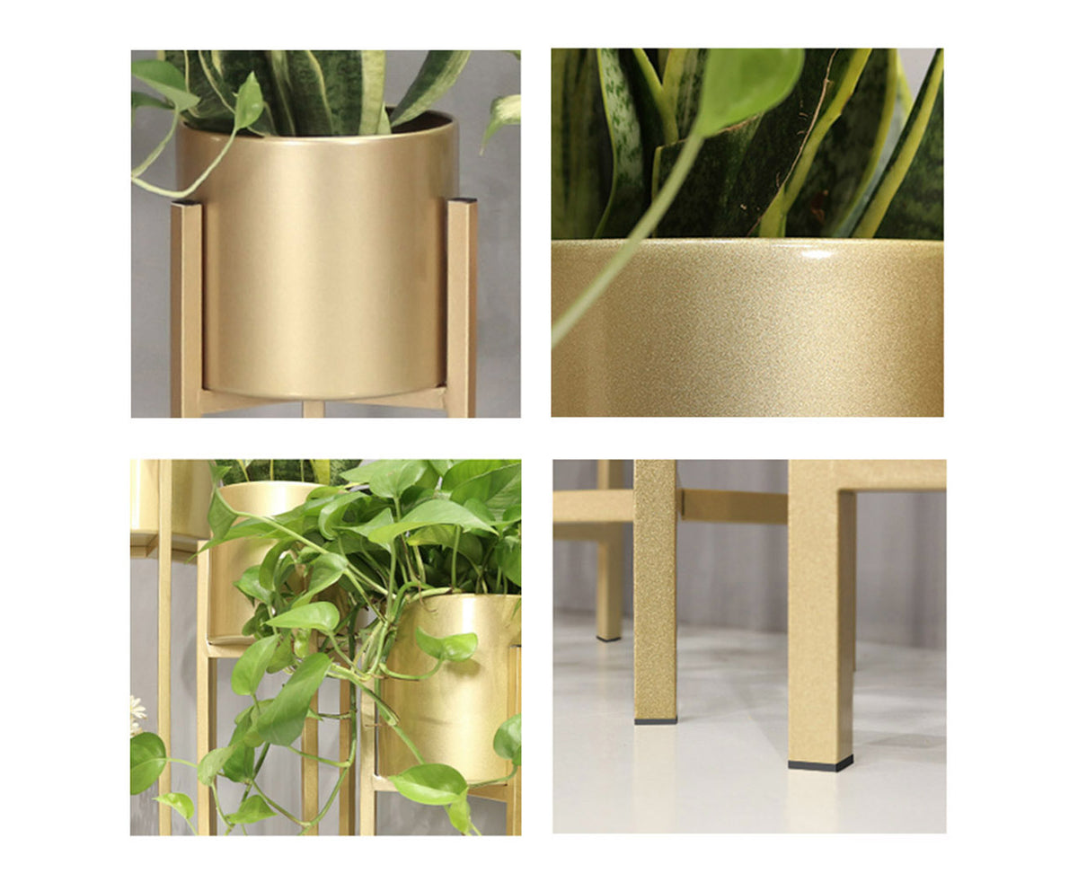 SOGA 4X 30CM Gold Metal Plant Stand with Flower Pot Holder Corner Shelving Rack Indoor Display • LUZ-FPotH32GLDX4