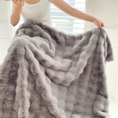 SOGA 200cm Grey Fur Fuzzy Super Soft and Cozy Fluffy Throw Blanket • LUZ-BlanketFur335