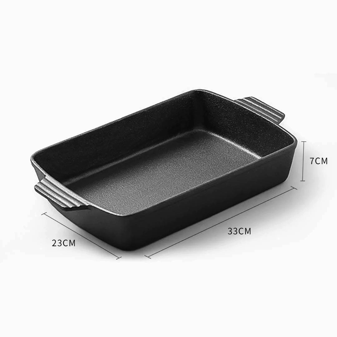 SOGA 33cm Cast Iron Rectangle Bread Cake Baking Dish Lasagna Roasting Pan • LUZ-ZPaiA10