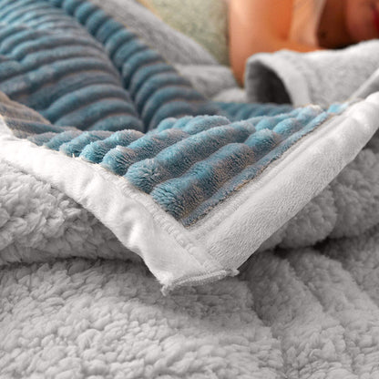 SOGA 2X  Blue Throw Blanket Warm Cozy Double Sided Thick Flannel Coverlet Fleece Bed Sofa Comforter • LUZ-Blanket308X2
