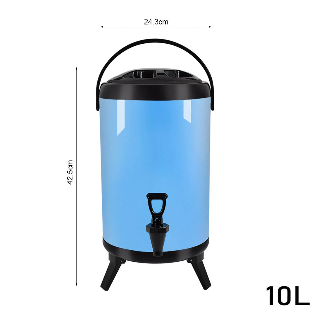 SOGA 2X 10L Stainless Steel Insulated Milk Tea Barrel Hot and Cold Beverage Dispenser Container with Faucet Blue • LUZ-VICDispenser10LBLUX2