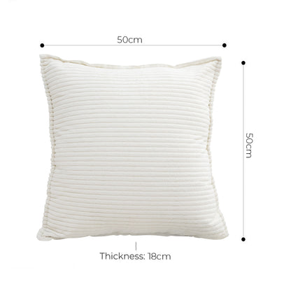 SOGA 2X 50cm Beige Throw Pillow Warm Wabi-sabi Striped Corduroy Square For Home Decor • LUZ-FrenchCushion344X2
