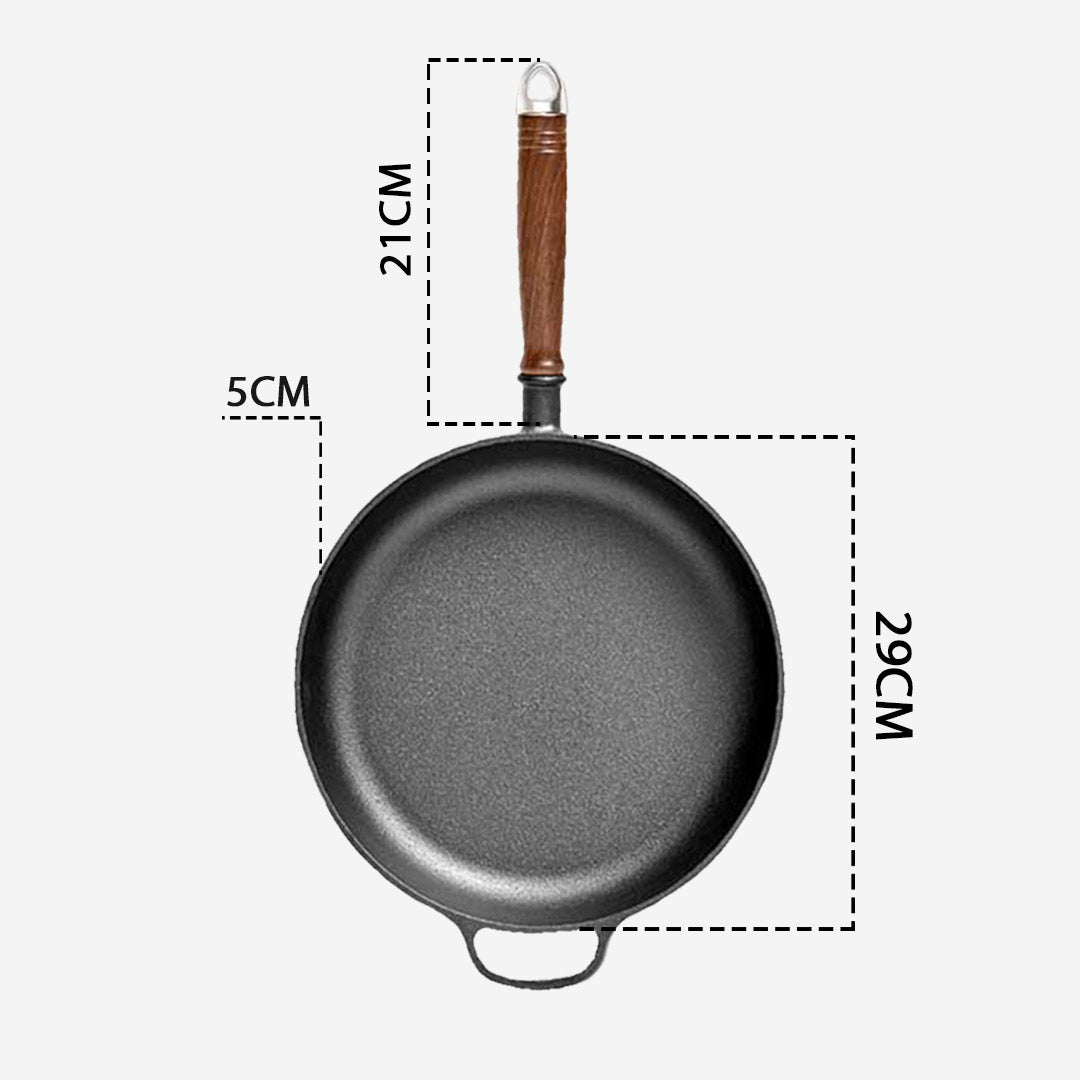 SOGA 2X 29cm Round Cast Iron Frying Pan Skillet Steak Sizzle Platter with Helper Handle • LUZ-ZPaiC5X2