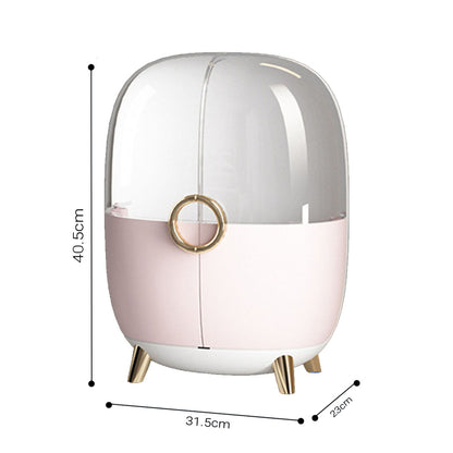 SOGA 2X Pink Transparent Countertop Makeup Organiser Cosmetic Storage Waterproof Dustproof Bathroom Skincare Holder with Lid • LUZ-BathF902X2