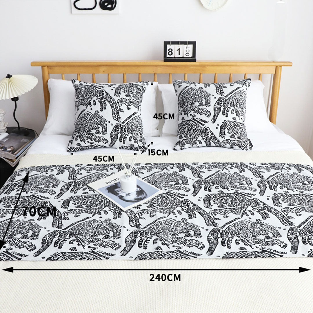 SOGA 1.8m Light Black Luxury Mottled Bed Vintage Scarf Runner Bedding Tail Pad Flag For Home Hotel Set of 3 • LUZ-BedFlagS83