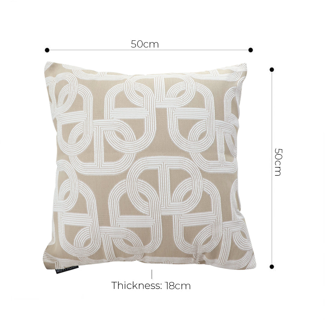 SOGA 2X 50cm Throw Pillow Beige Interlocking Geometric Pattern Modern Accent for Home DÃ©cor • LUZ-FrenchCushion339X2