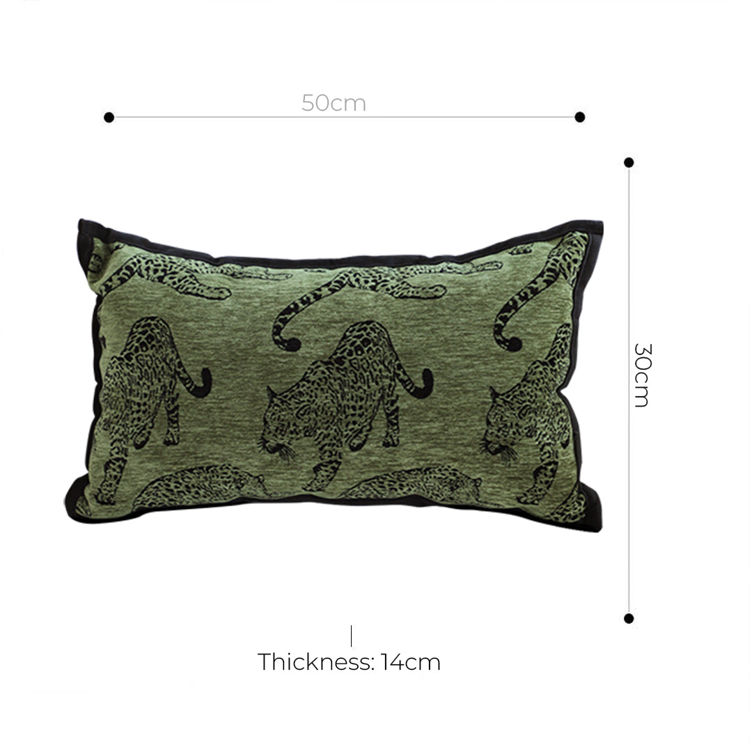 SOGA 2X 30cm Throw Pillow Green Leopard Lumbar Decorative Cushion for Living Room Home Decor LUZ-FrenchCushion298X2