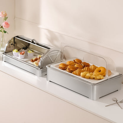 SOGA 59x38.5cm Silver Color Ceramic Serving Bowl Chafing Dish for Kitchen Essential • LUZ-ChafingDish6V12