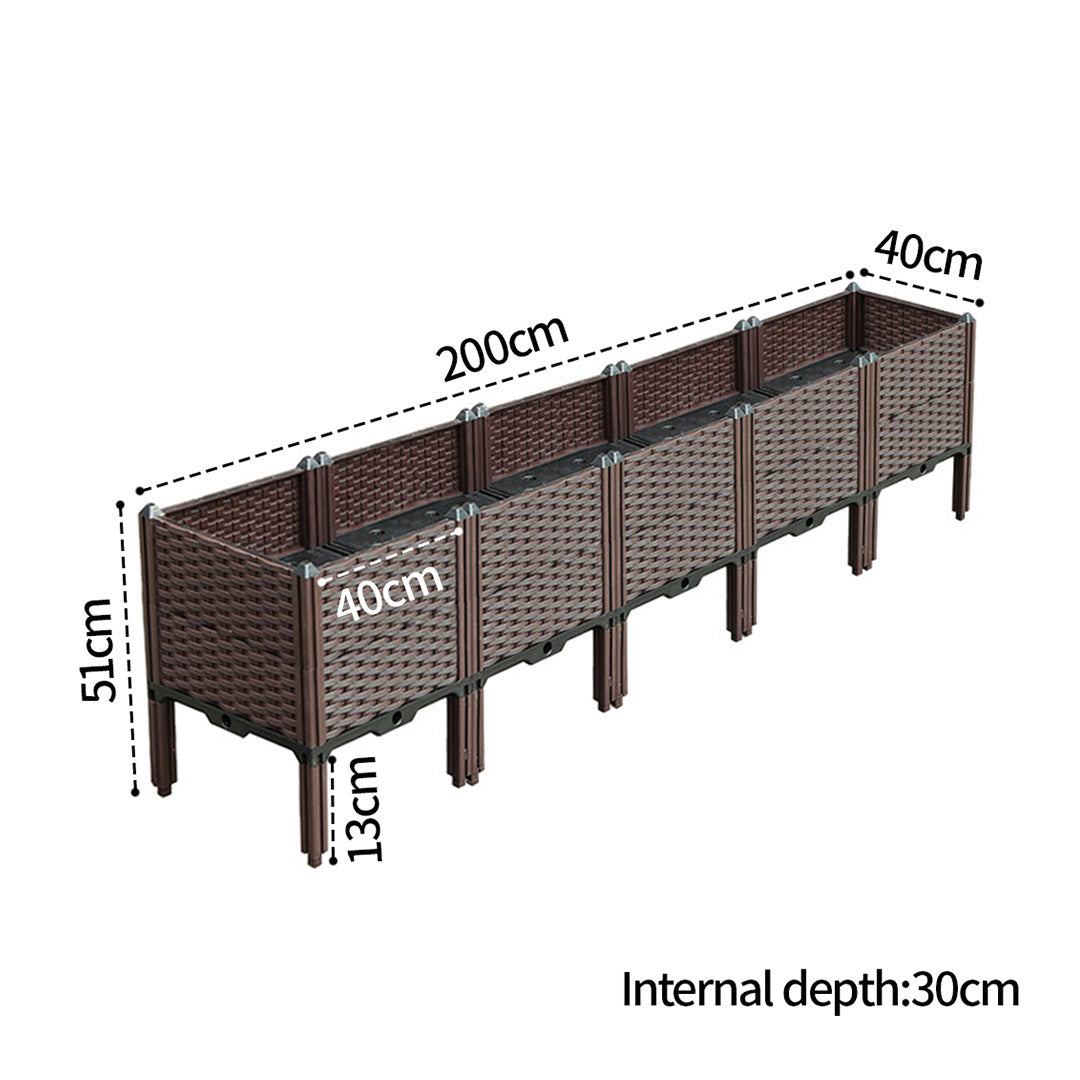SOGA 200cm Raised Planter Box Vegetable Herb Flower Outdoor Plastic Plants Garden Bed with Legs Deepen • LUZ-PlantBox5F