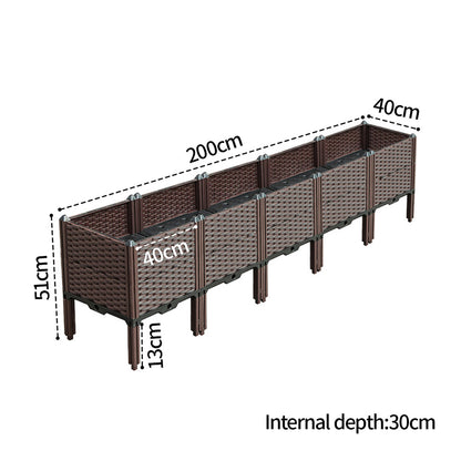 SOGA 200cm Raised Planter Box Vegetable Herb Flower Outdoor Plastic Plants Garden Bed with Legs Deepen • LUZ-PlantBox5F