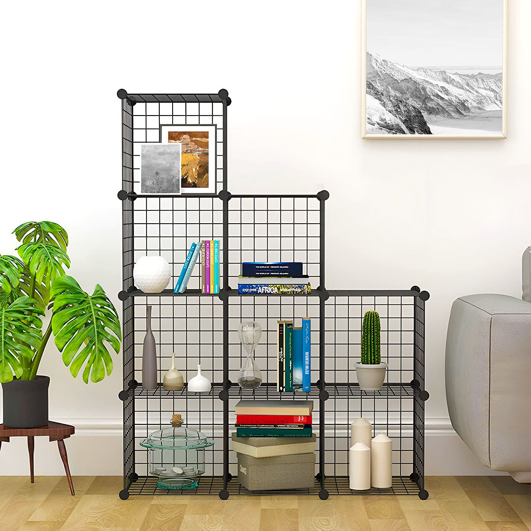 SOGA 2X Black Portable 9-Cube 3 Column Storage Organiser Foldable DIY Modular Grid Space Saving Shelf • LUZ-NetBox3011X2