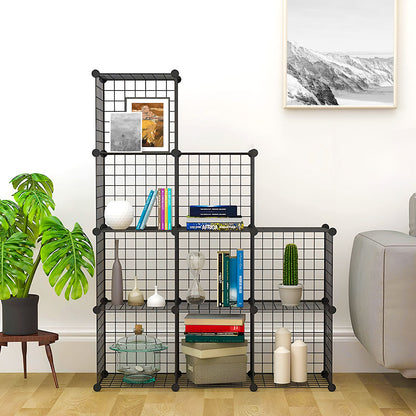 SOGA 2X Black Portable 9-Cube 3 Column Storage Organiser Foldable DIY Modular Grid Space Saving Shelf • LUZ-NetBox3011X2