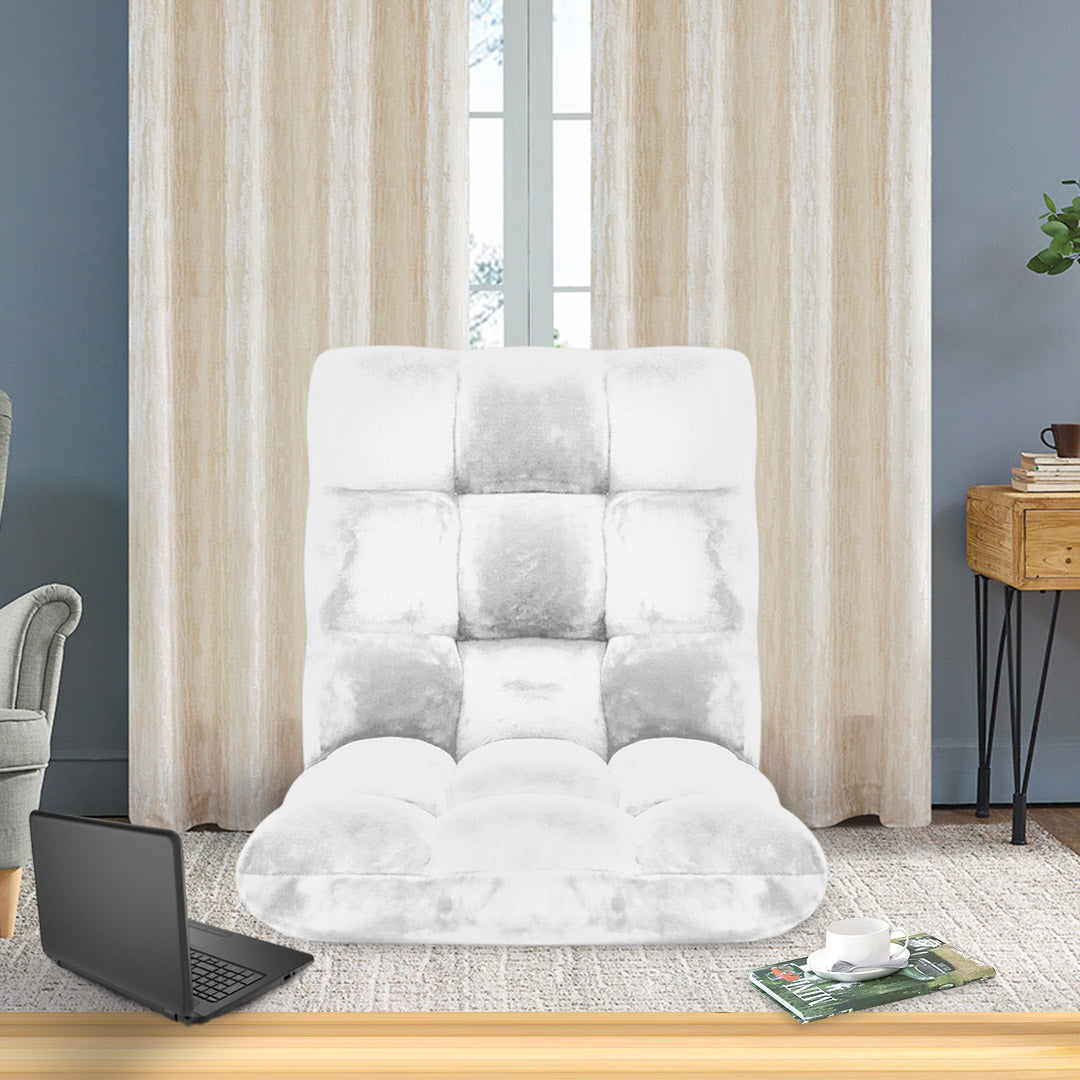 SOGA Floor Recliner Folding Lounge Sofa Futon Couch Folding Chair Cushion White • LUZ-LoungeChairWhite