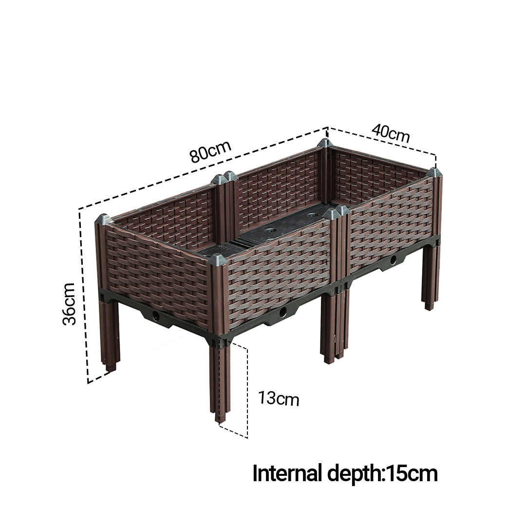 SOGA 80cm Raised Planter Box Vegetable Herb Flower Outdoor Plastic Plants Garden Bed with Legs • LUZ-PlantBox2E