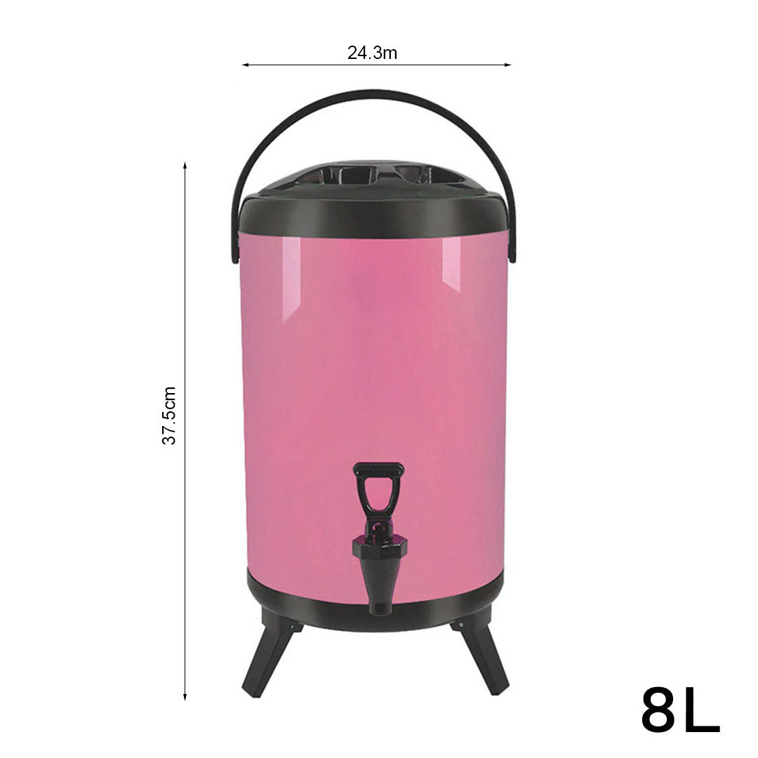 SOGA 8L Stainless Steel Insulated Milk Tea Barrel Hot and Cold Beverage Dispenser Container with Faucet Pink • LUZ-VICDispenser8LPNK