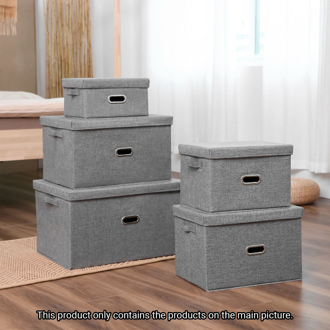 SOGA 2X Grey Large Foldable Canvas Storage Box Cube Clothes Basket Organiser Home Decorative Box • LUZ-SBox003X2