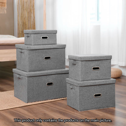 SOGA 2X Grey Large Foldable Canvas Storage Box Cube Clothes Basket Organiser Home Decorative Box • LUZ-SBox003X2