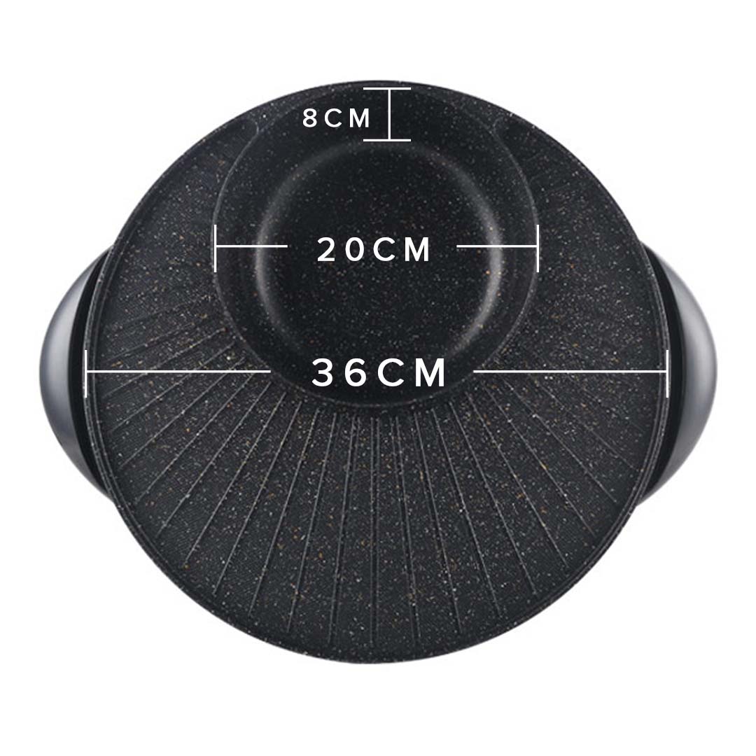 SOGA 2 in 1 Electric Stone Coated Teppanyaki Grill Plate Steamboat Hotpot 3-5 Person • LUZ-SteamboatHotPotandGrillRound