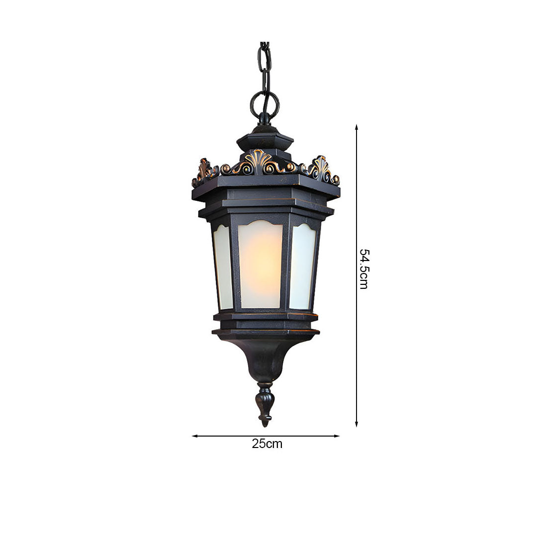 Vintage Lamp 54.5cm Elegant Aluminum & Glass Lantern Chandelier Classic Hanging Light Fixture Antique Style • LUZ-Lamp320Hang