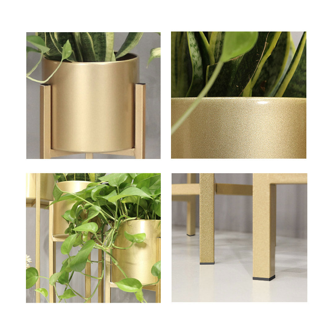 SOGA 30CM Gold Metal Plant Stand with Flower Pot Holder Corner Shelving Rack Indoor Display • LUZ-FPotH32GLD