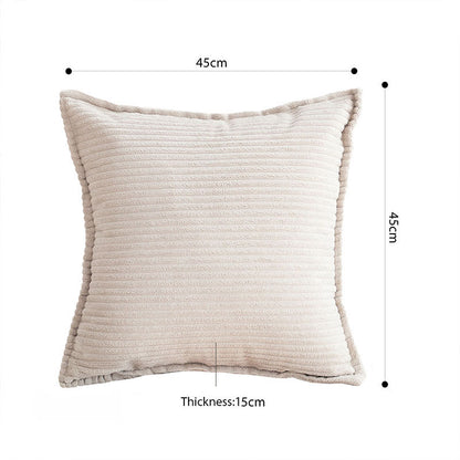 SOGA 45cm Beige Warm Wood Tone & Wabi-sabi Striped Corduroy Square Throw Pillow • LUZ-FrenchCushion236