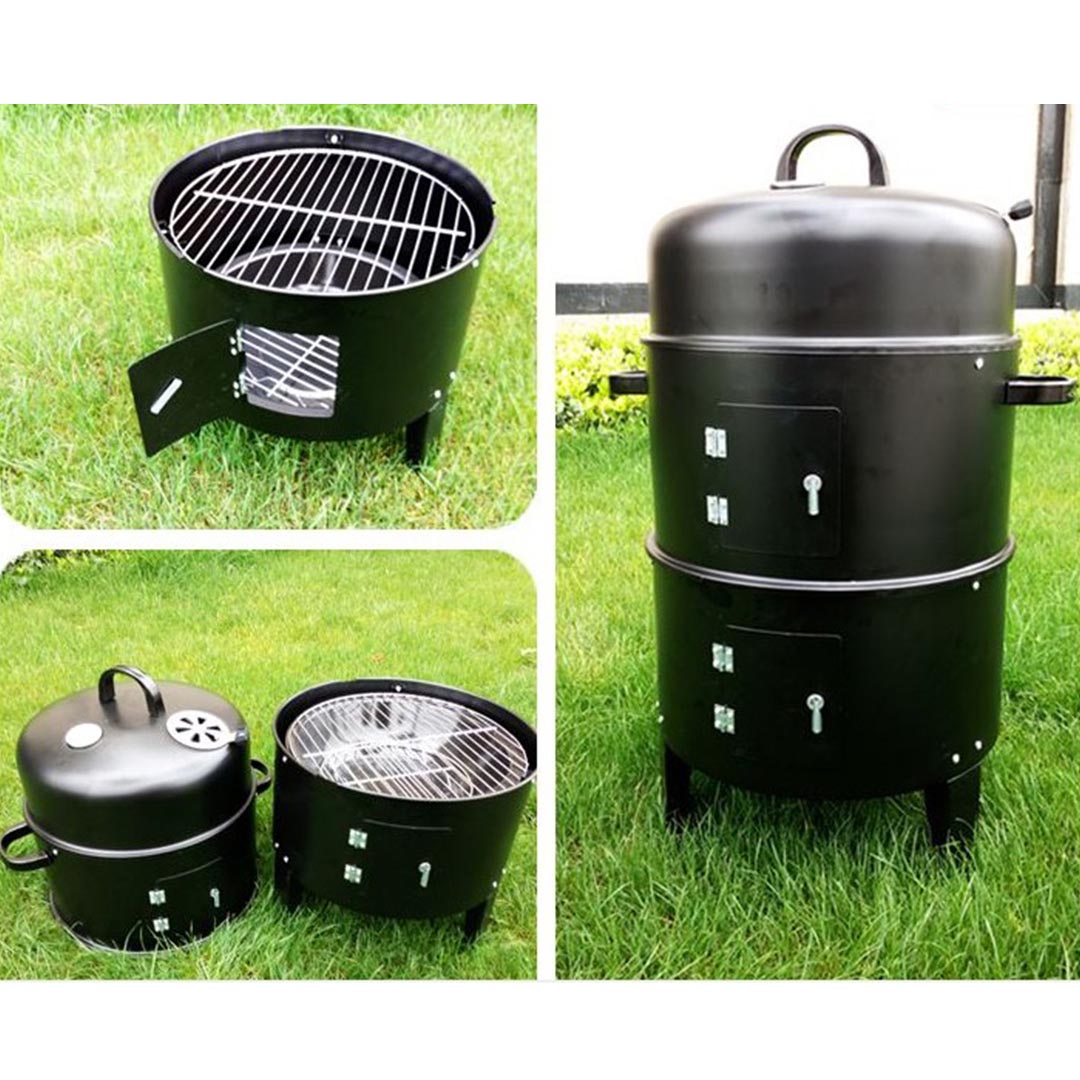SOGA 2X 3 In 1 Barbecue Smoker Outdoor Charcoal BBQ Grill Camping Picnic Fishing • LUZ-CharcoalBBQSmokerX2