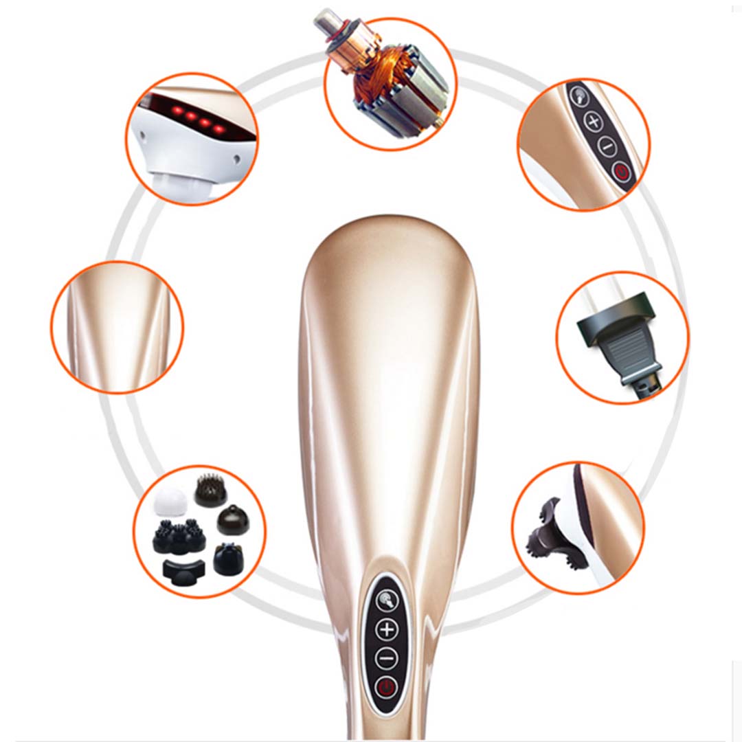 SOGA 2X 6 Heads Portable Handheld Massager Soothing Stimulate Blood Flow Shoulder Gold • LUZ-Massager837AGoldX2