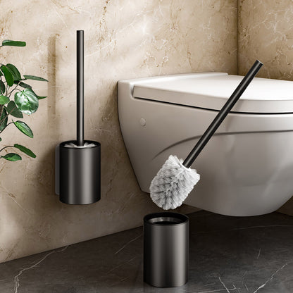 SOGA 2X 27cm Wall-Mounted Toilet Brush with Holder Bathroom Cleaning Scrub Black • LUZ-TAN1043X2